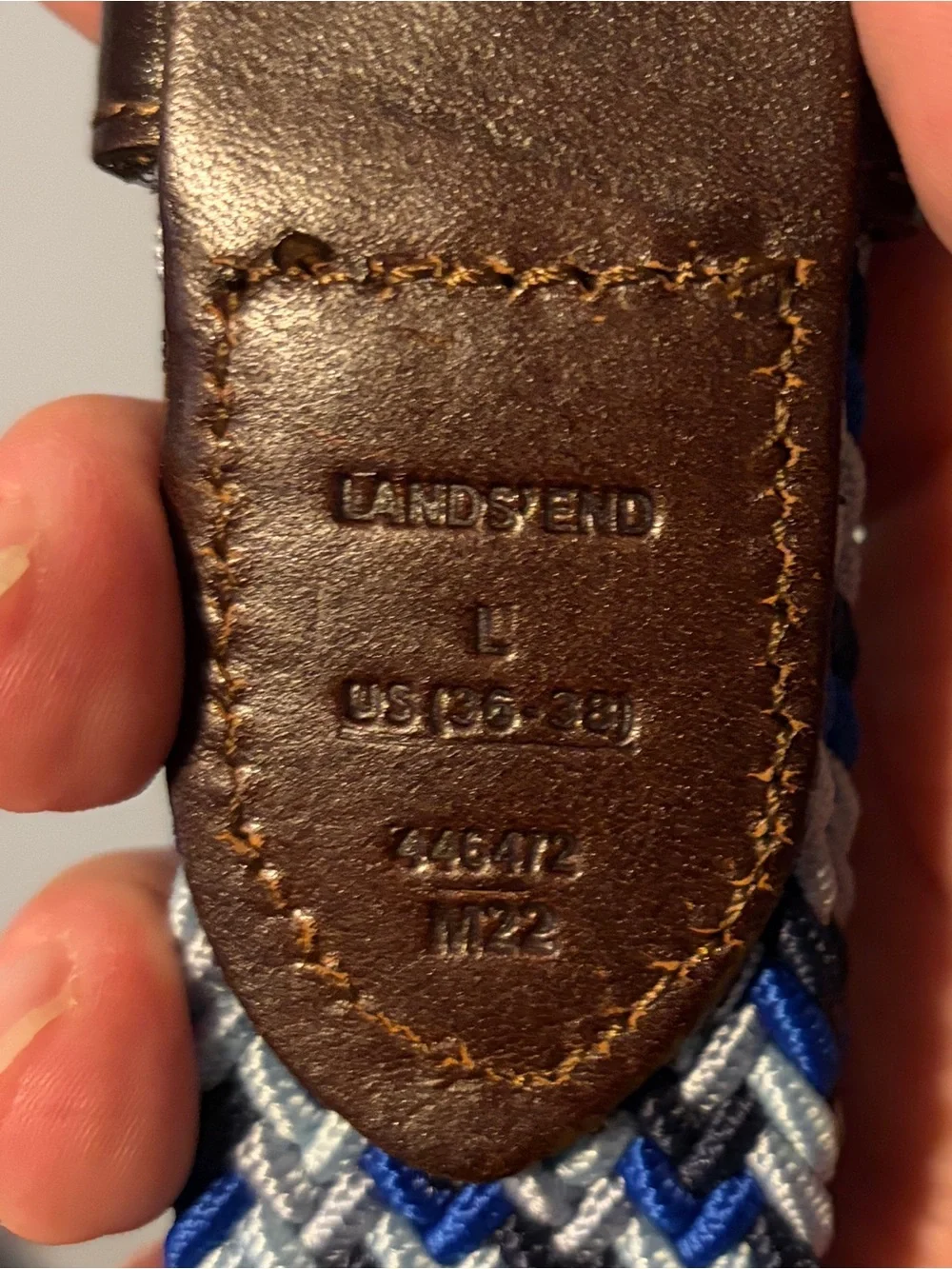 Lands' End Elastic Braided Blue & White Women's Belt